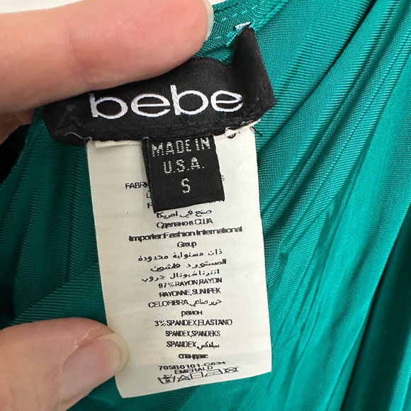 bebe Vibrant Green One-Shoulder Dress As Is - Picture 4 of 9